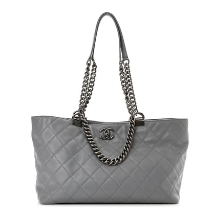 Chanel Calfskin Quilted Small Shopping In Chains Tote Grey 1 of 11