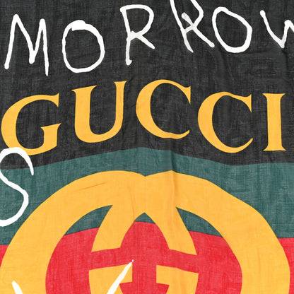 Gucci Modal Silk Coco Capitan Logo Square Scarf Black 2 of 4