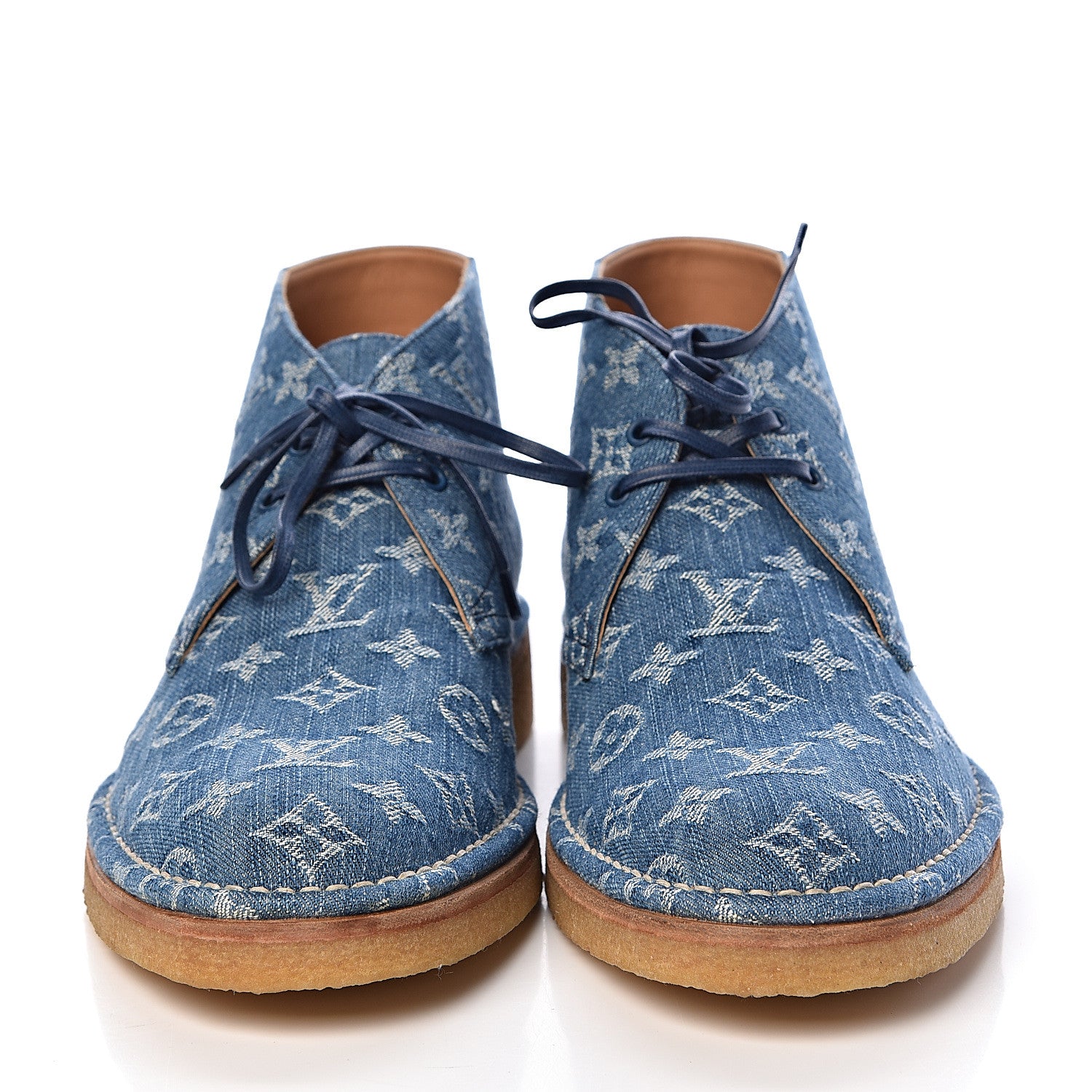 Louis Vuitton Monogram Denim Mens High-Derby Boots 8 Blue 2 of 12