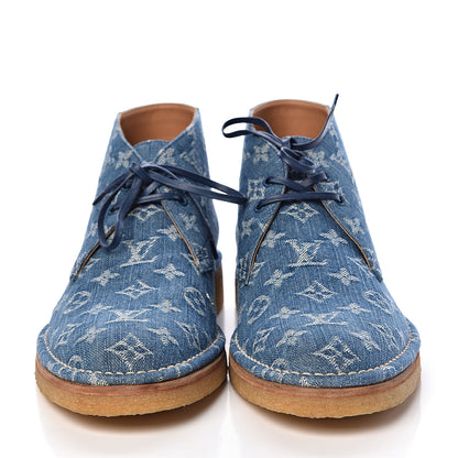Louis Vuitton Monogram Denim Mens High-Derby Boots 8 Blue 2 of 12