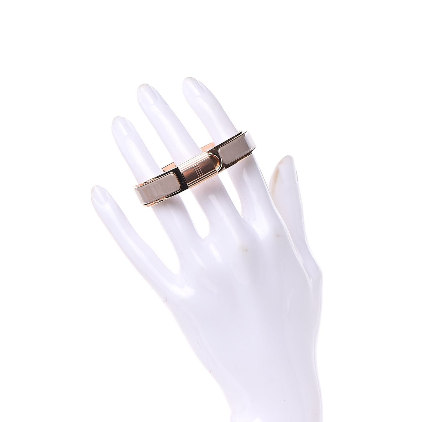 Enamel Narrow Clic Cadenas Bracelet PM Marron Glace