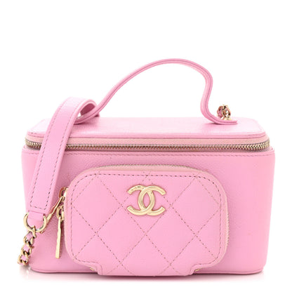 Chanel Caviar Quilted Top Handle Pocket Vanity Case Lilac 1 of 10