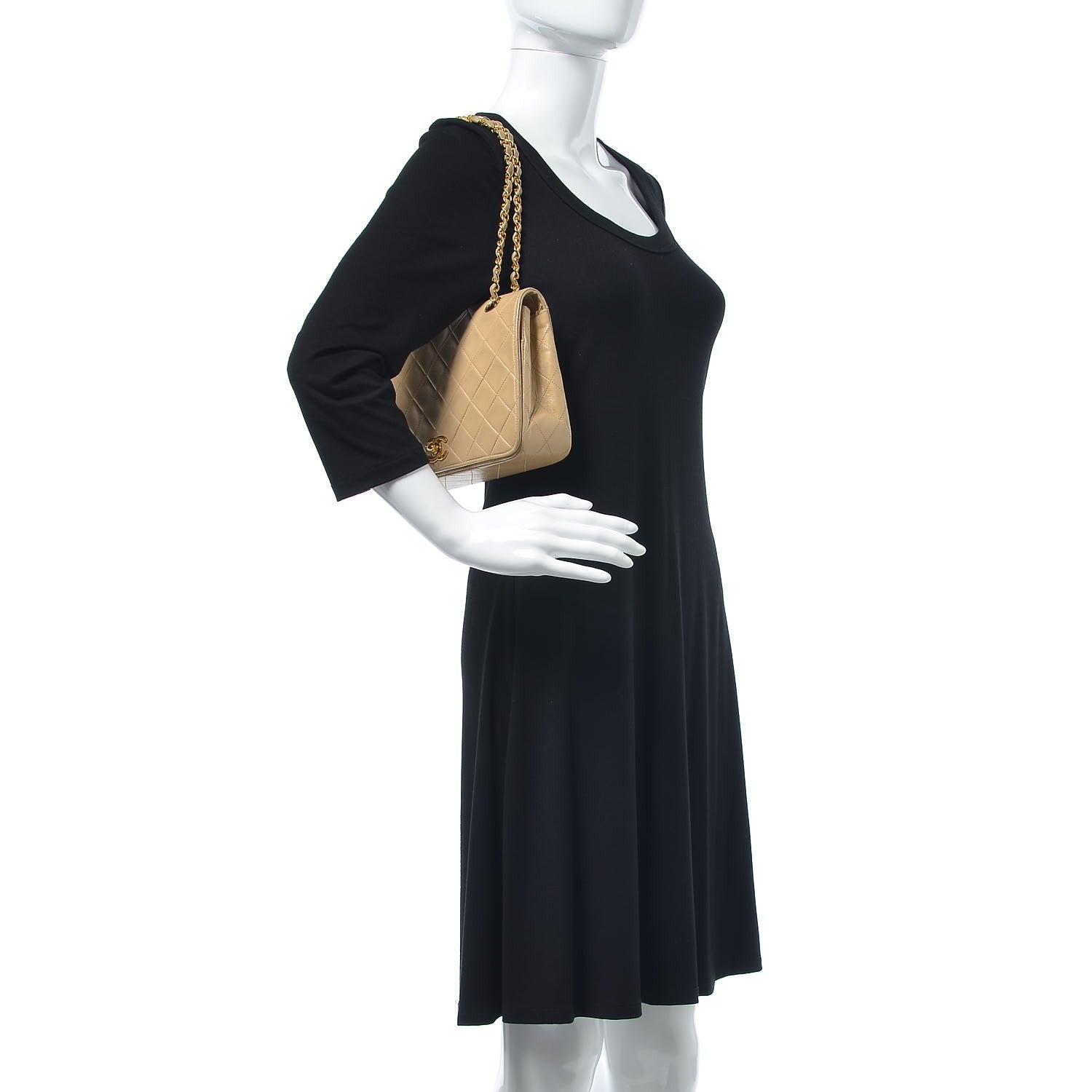 Chanel Lambskin Quilted Small Single Flap Beige 3 of 15