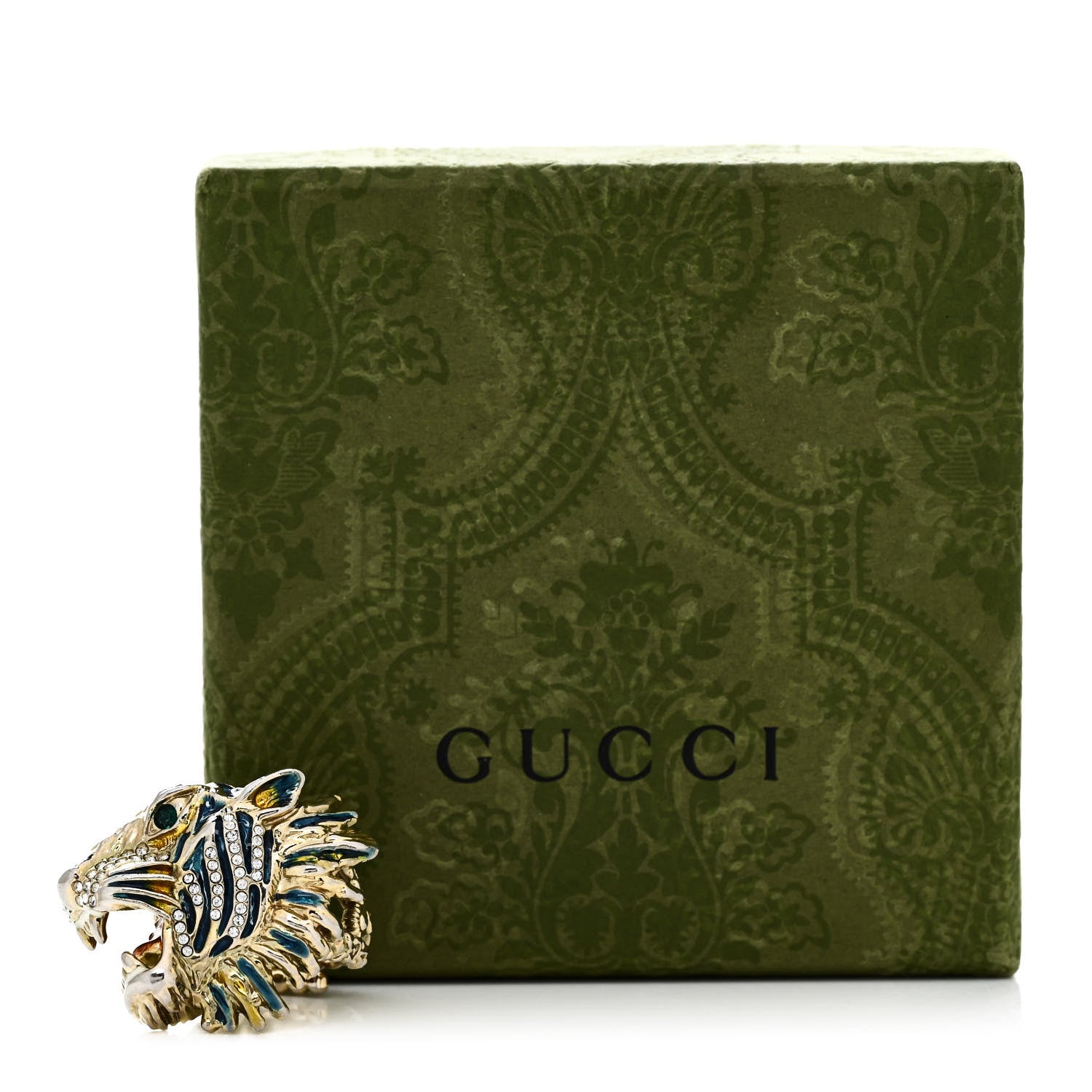 Gucci Metal Crystal Rajah Ring S Gold 8 of 8