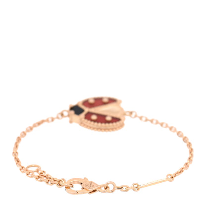 Van Cleef & Arpels 18K Rose Gold Carnelian Onyx Lucky Spring Open Wing Lady Bug Bracelet 2 of 4