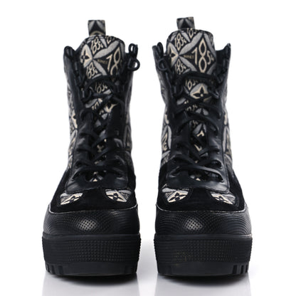 Louis Vuitton Suede Calfskin Jacquard Since 1854 Laureate Platform Desert Boots 39 Black 2 of 9