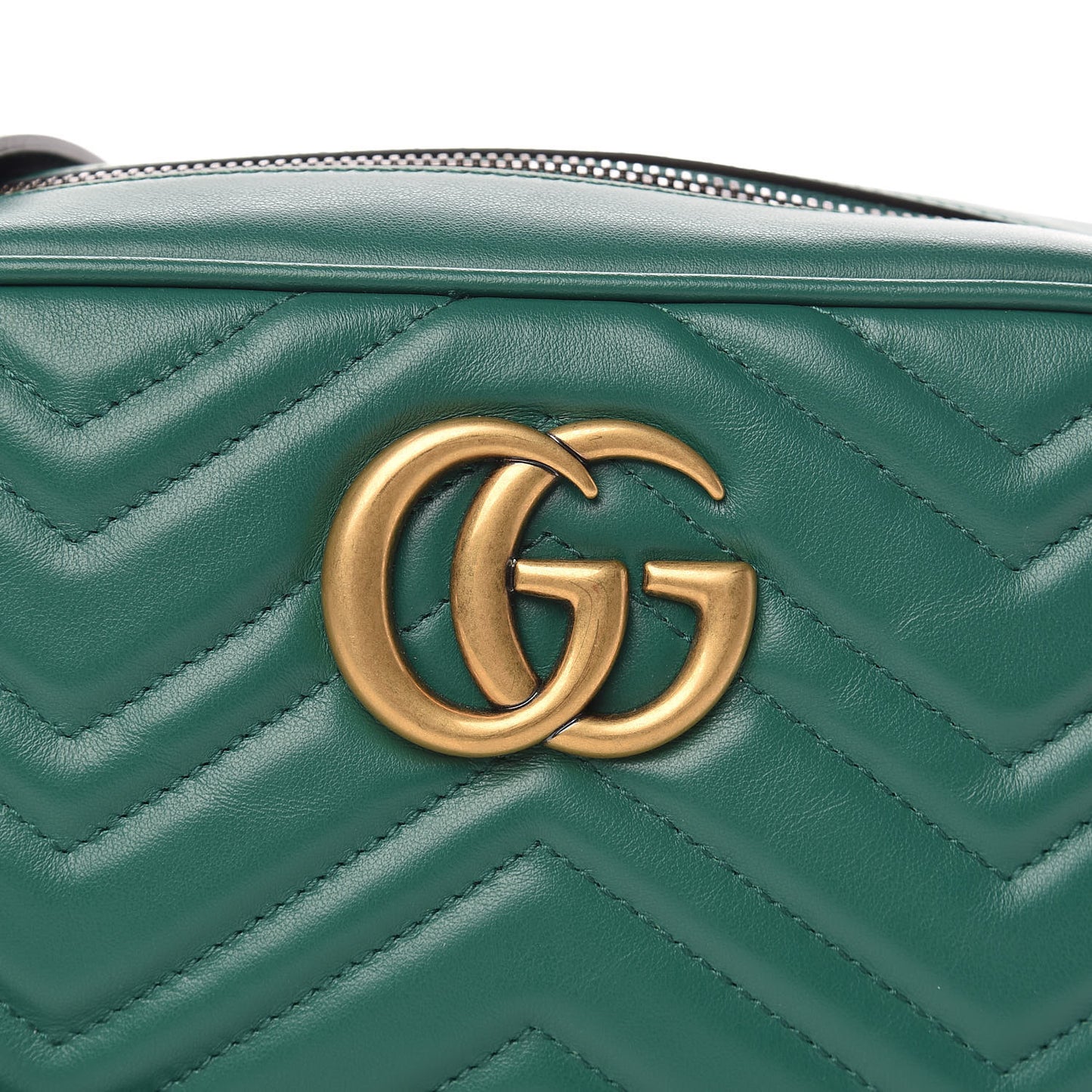 Calfskin Matelasse Small GG Marmont Chain Shoulder Bag Emerald Green