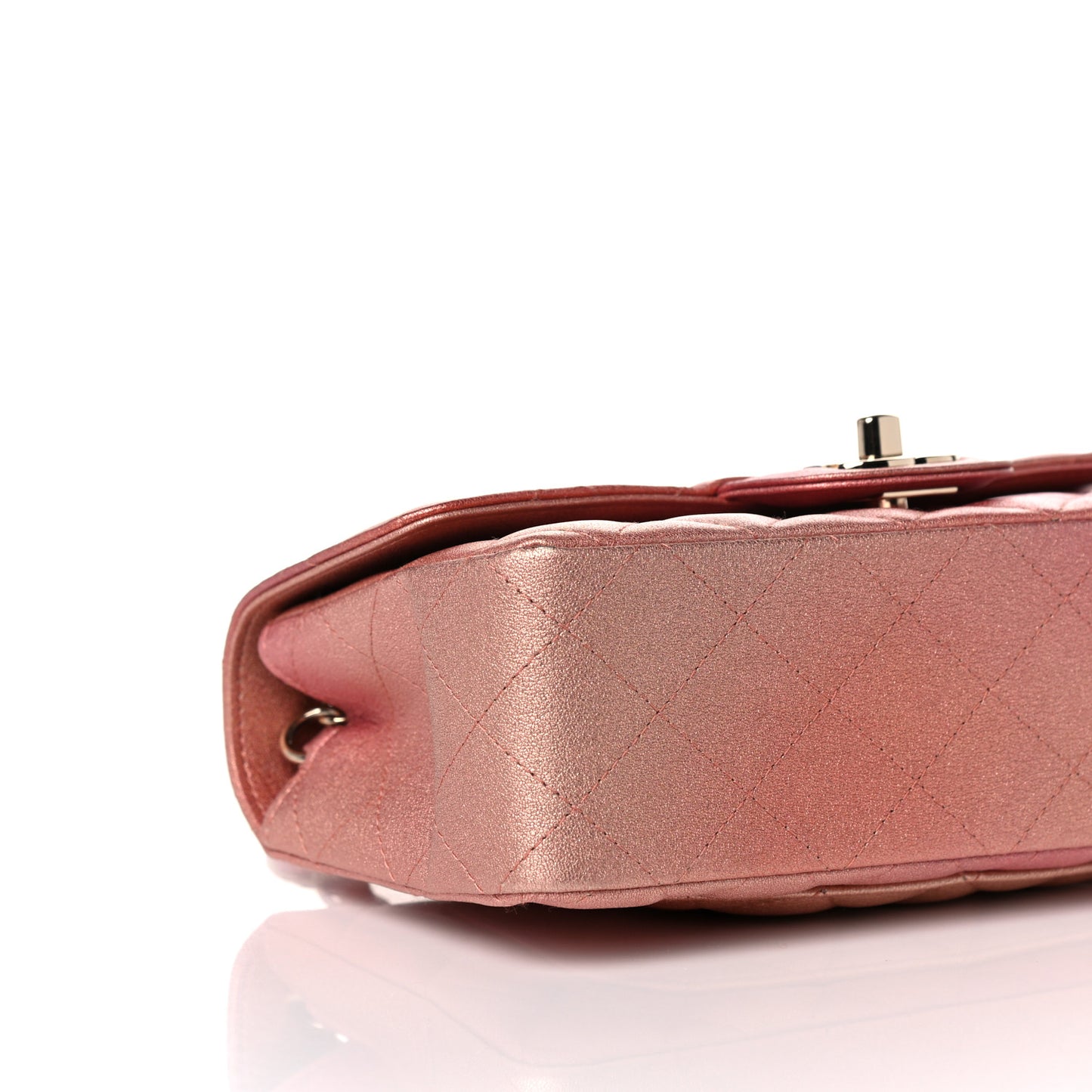 Metallic Lambskin Quilted Ombre Mini Rectangular Flap Pink