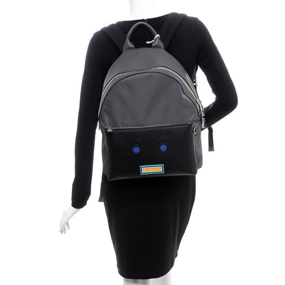 Fendi Nylon Calfskin Faces No Words Emoticon Pouch Pocket Backpack Asfalto 2 of 10