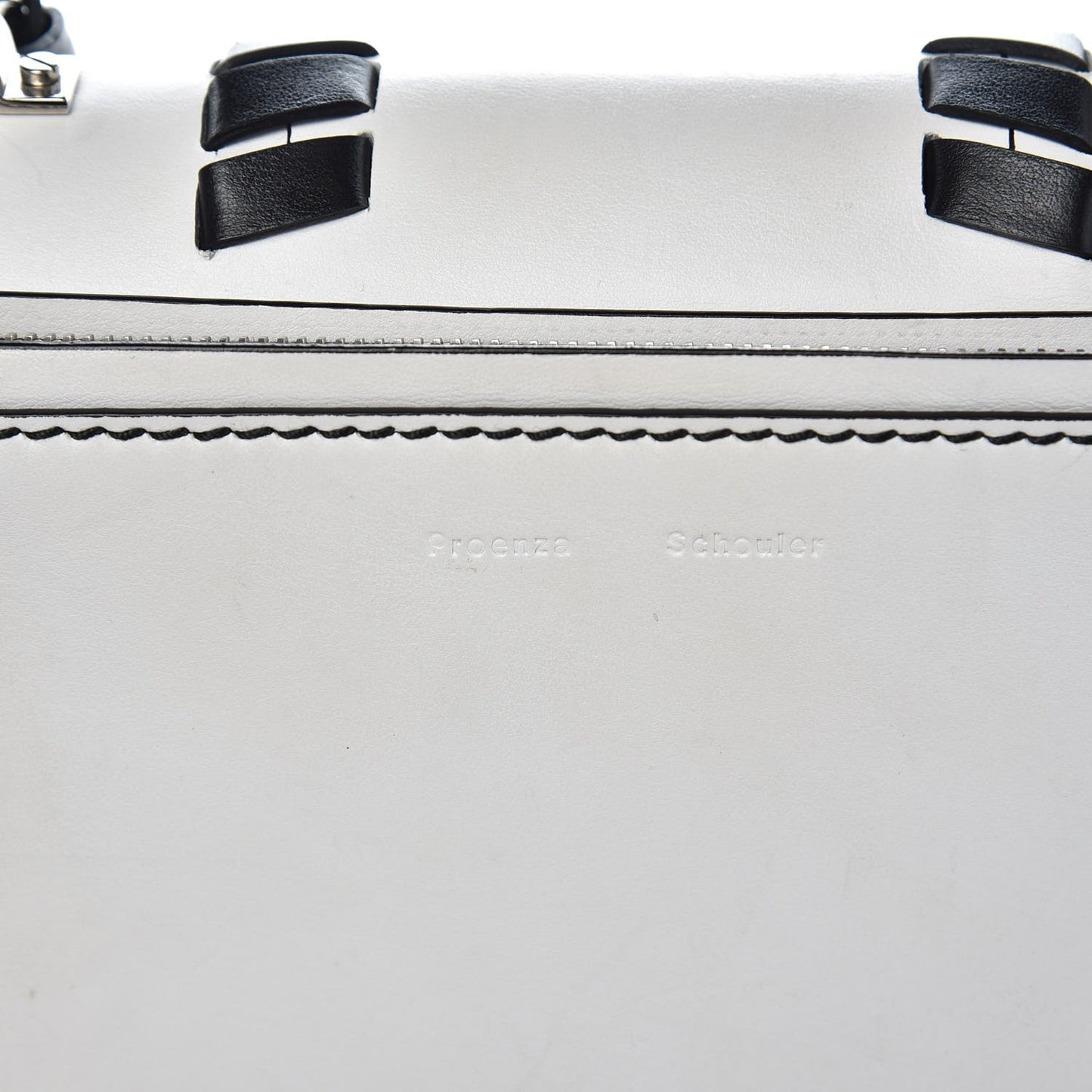 Calfskin Hava Whipstitch Shoulder Bag White Black