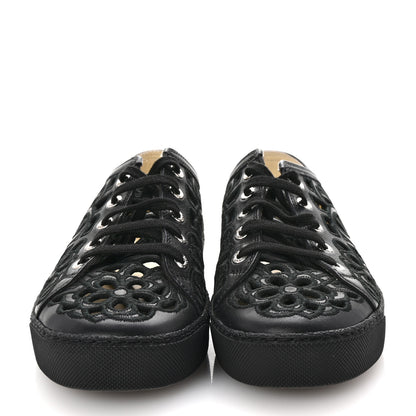 Chanel Calfskin Hollow Out Flower Sneakers 36 Black 3 of 11