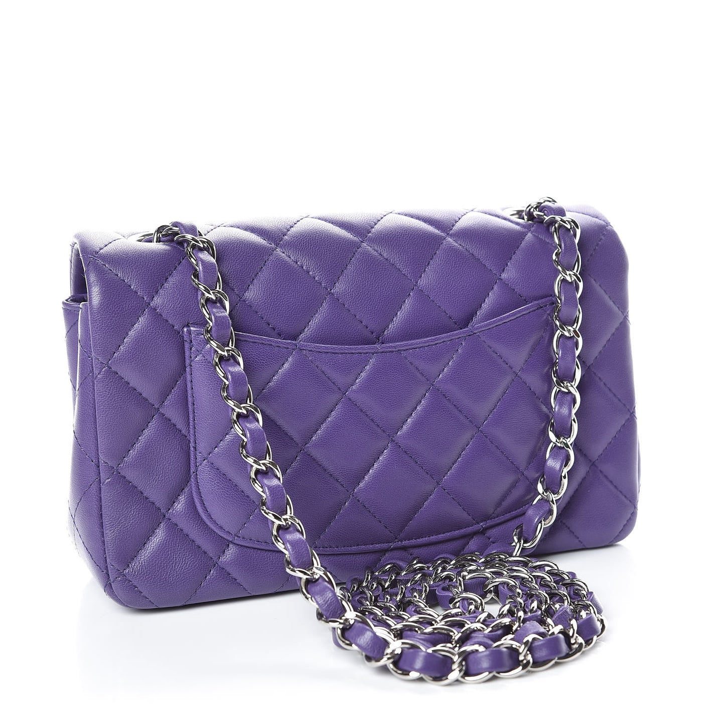 Lambskin Quilted Mini Rectangular Flap Purple