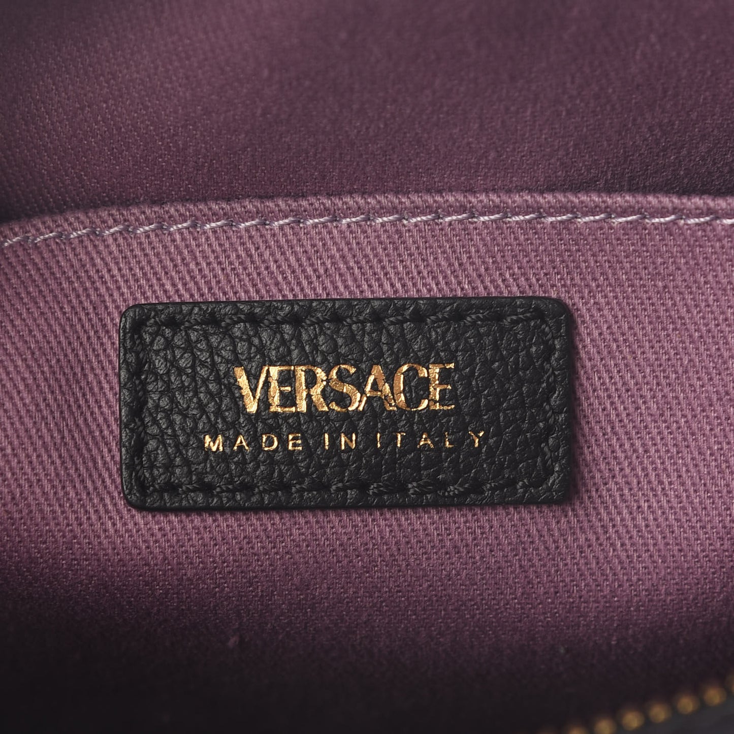 Grained Calfskin Medusa Camera Bag Black