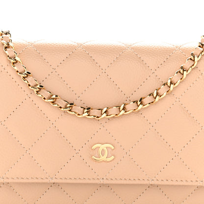 Chanel Caviar Quilted Wallet on Chain WOC Beige 9 of 12