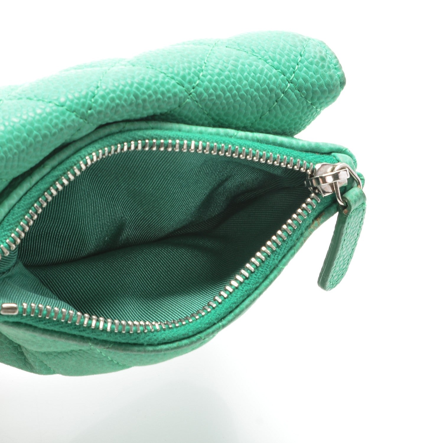Chanel Iridescent Caviar Quilted Card Holder Turquoise 6 of 11
