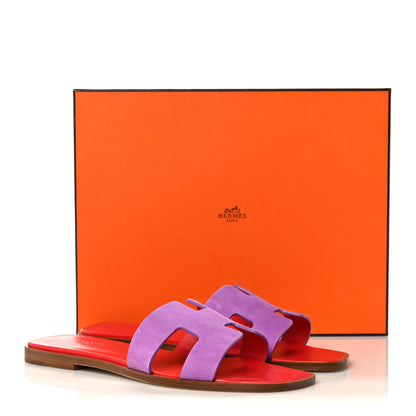 Hermes Suede Goatskin Oran Sandals 38 Violet Parme 9 of 9