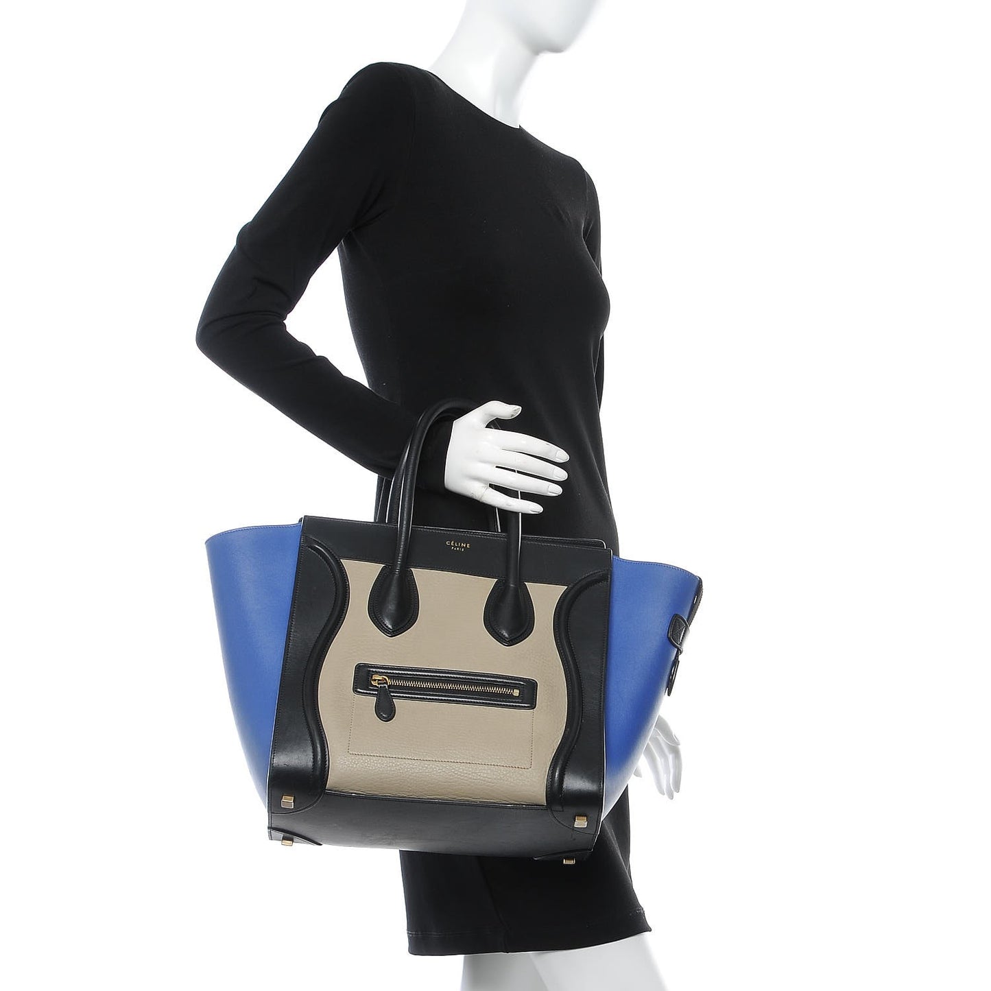 Elephant Calfskin Mini Tri-Color Luggage Beige