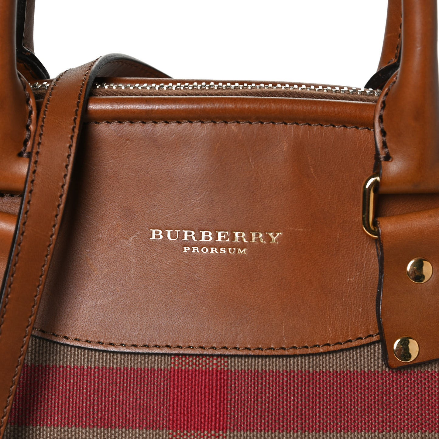 Canvas Mega Check Calfskin Medium Bloomsbury Saddle Brown