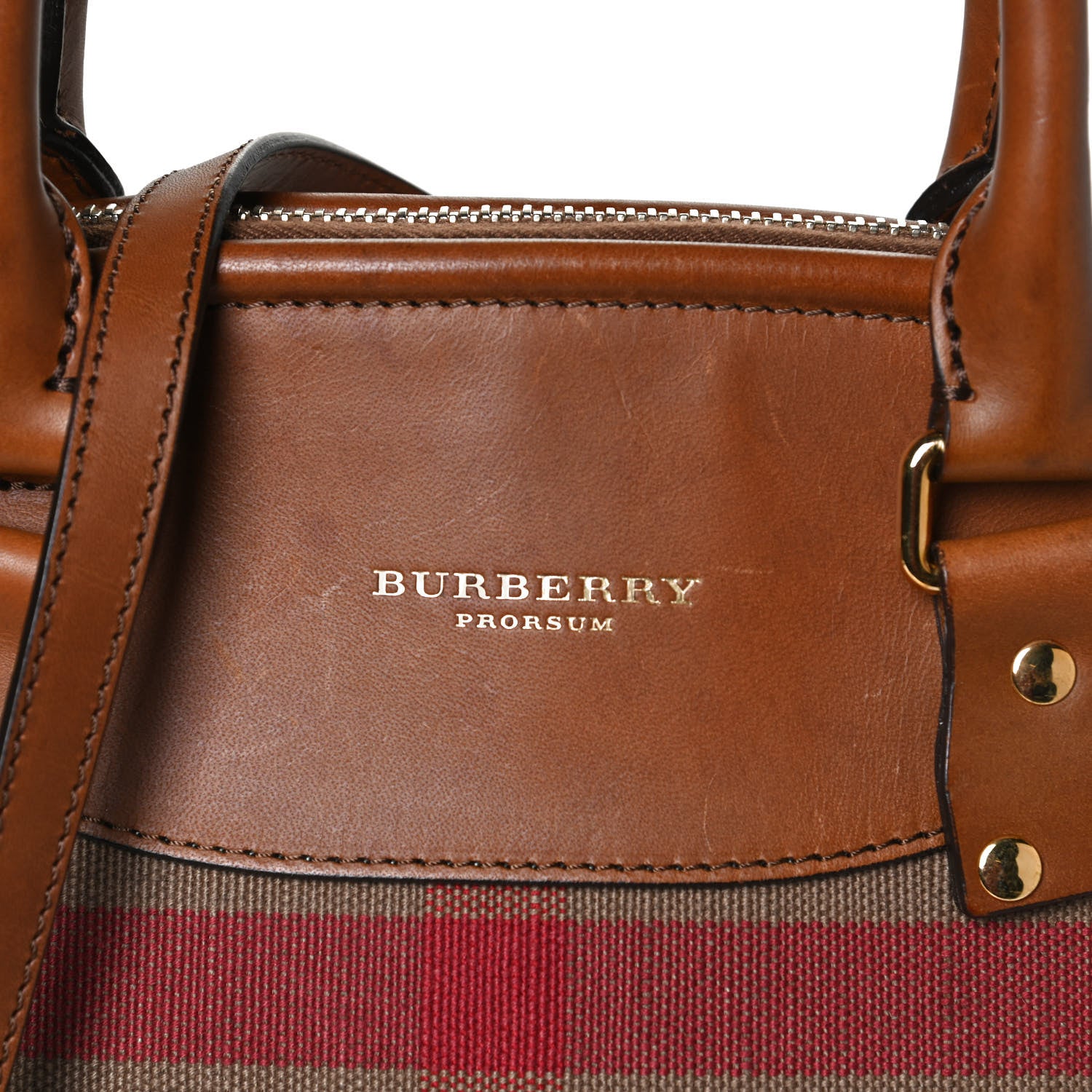 Burberry Canvas Mega Check Calfskin Medium Bloomsbury Saddle Brown 7 of 15