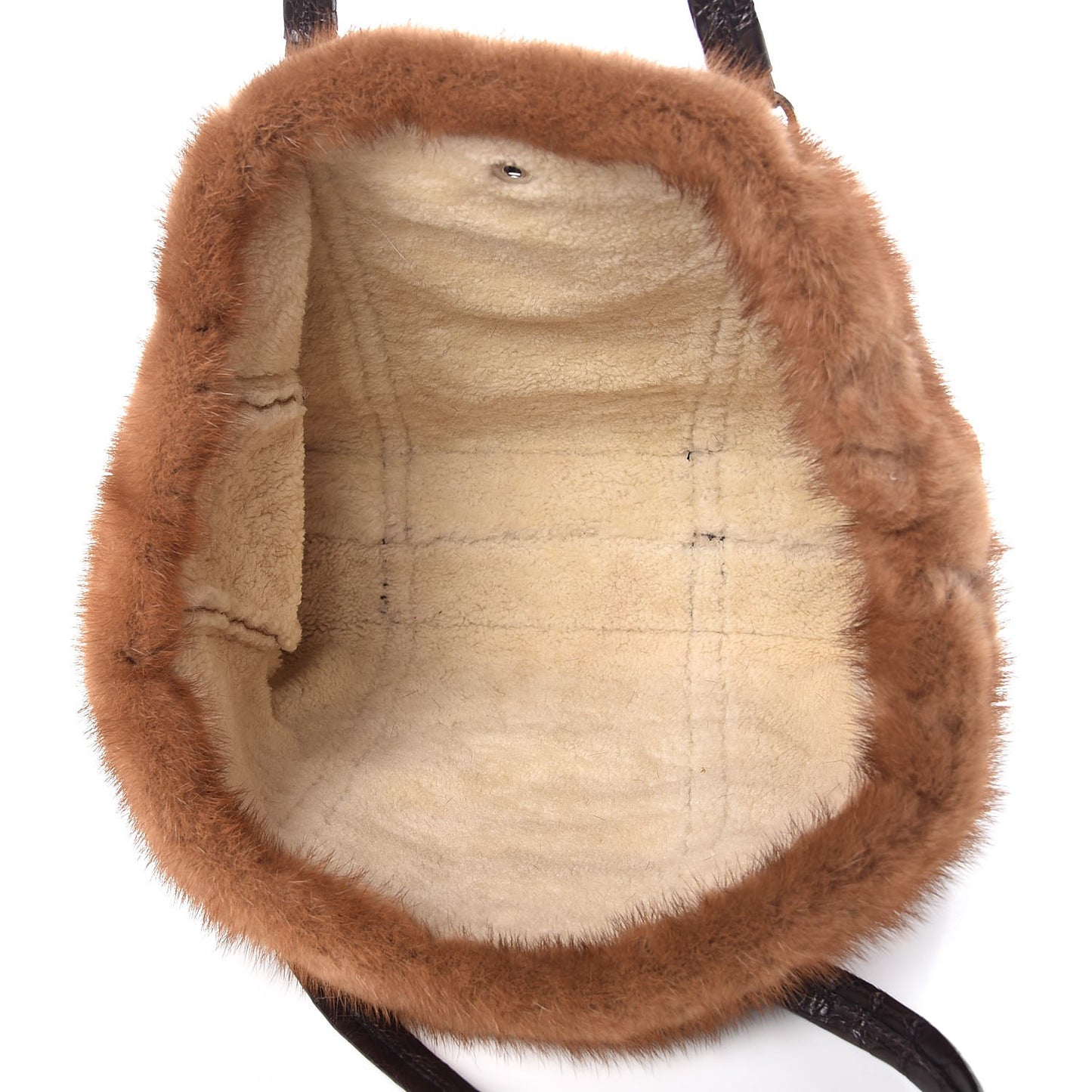 Suede Shearling Mink Fur Crocodile Tote