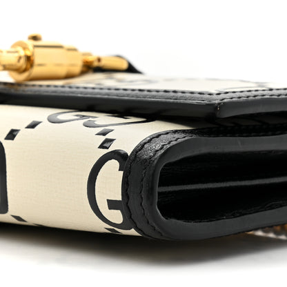 Gucci Azalea Calfskin GG Monogram Bi-Color Debossed Jackie 1961 Chain Wallet Mystic White Black 10 of 11