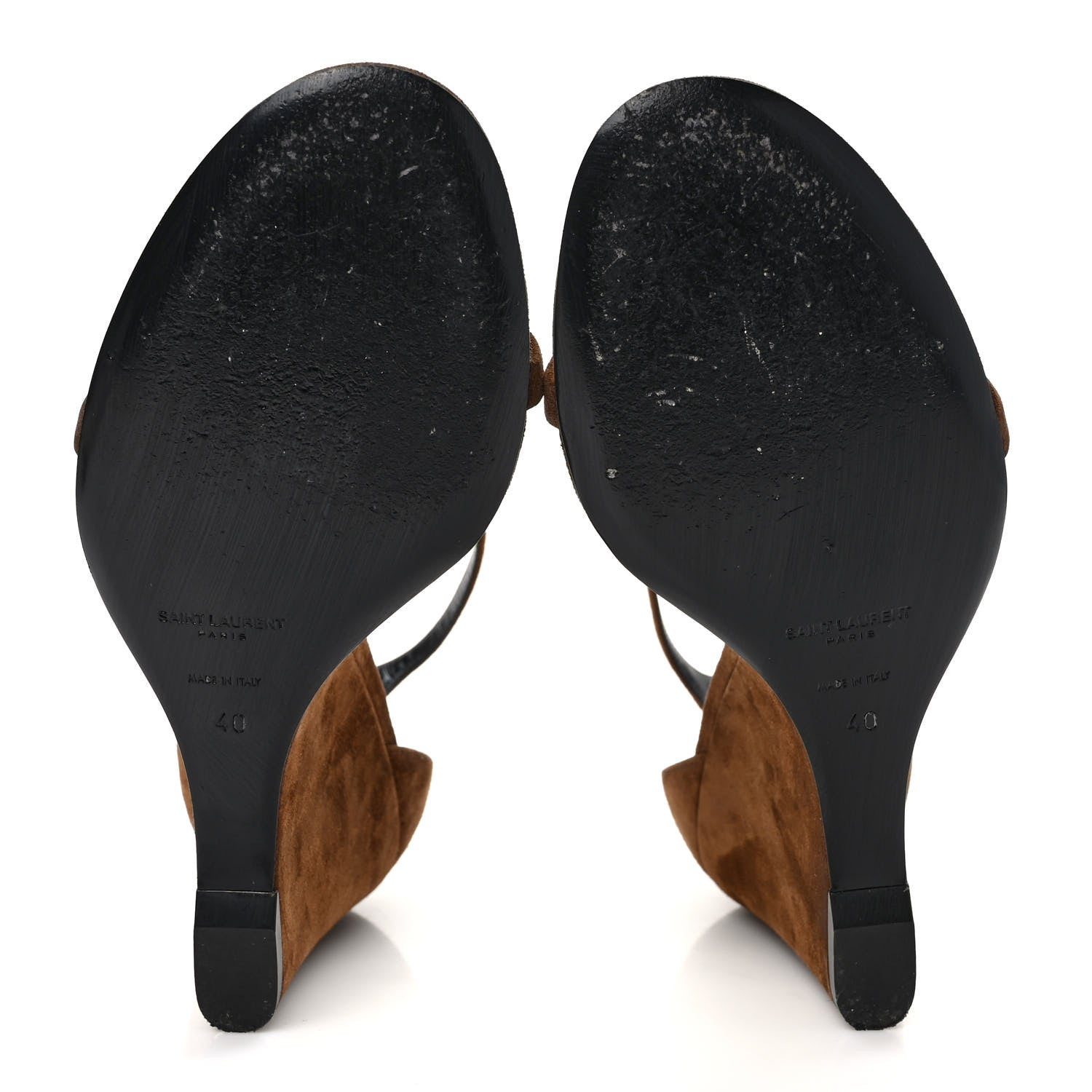 Saint Laurent Suede Lila Wedge Sandals 40 Brown 5 of 8