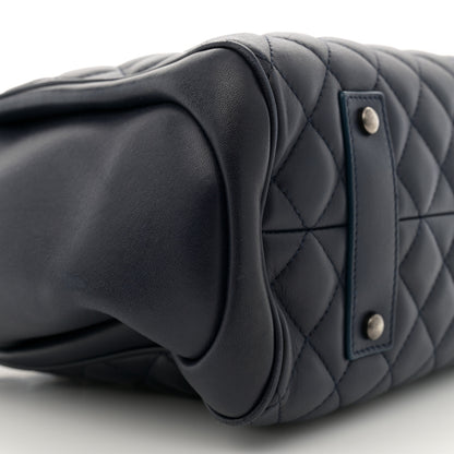 Chanel Lambskin Quilted Shopping Tote Navy 9 of 13