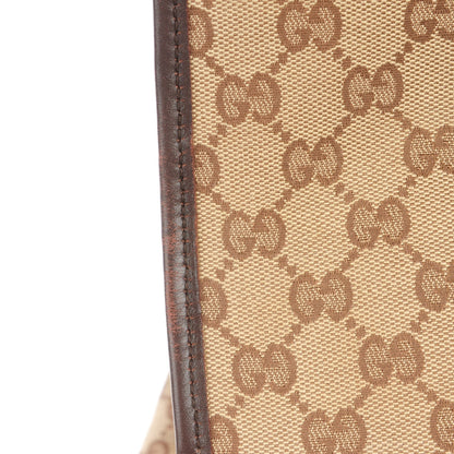 Gucci Monogram Medium Double Buckle Flap Messenger Bag Beige Dark Brown 10 of 14