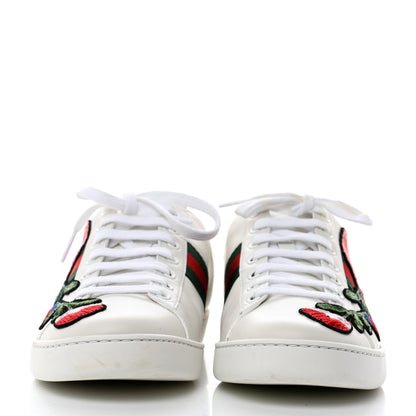 Gucci Calfskin Web Floral Embroidered Ace Sneakers 39.5 White 2 of 9