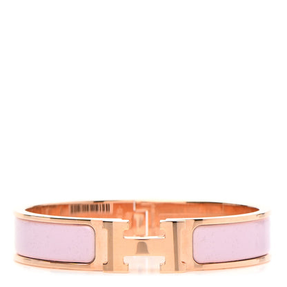 Hermes Enamel Narrow Clic Clac H Bracelet PM Rose Dragee 1 of 5