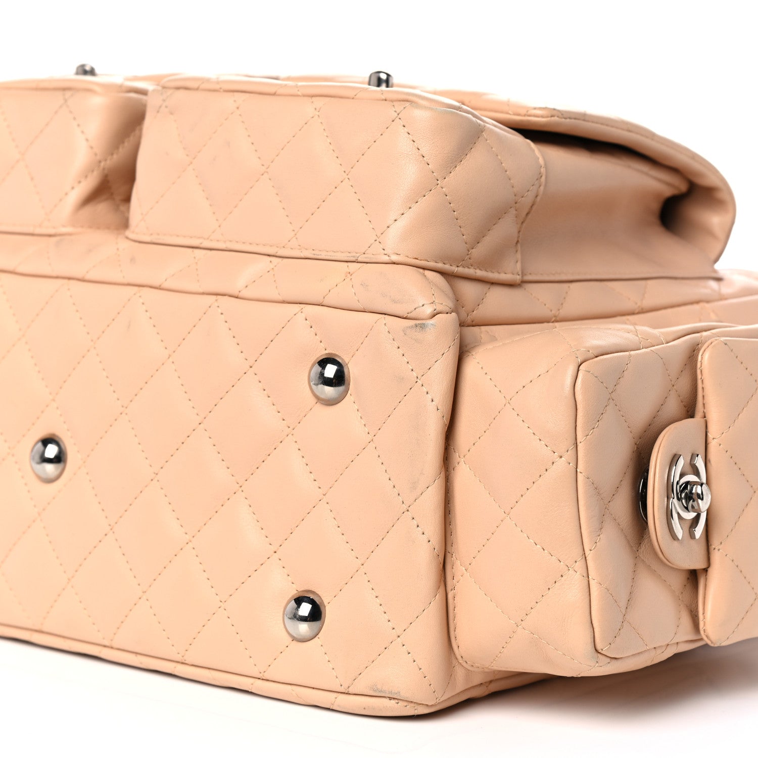 Chanel Calfskin Quilted Large Cambon Multipocket Reporter Beige Black 9 of 17