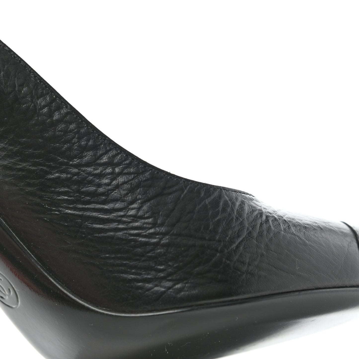 Crumpled Calfskin Cap Toe Pumps 37 Black
