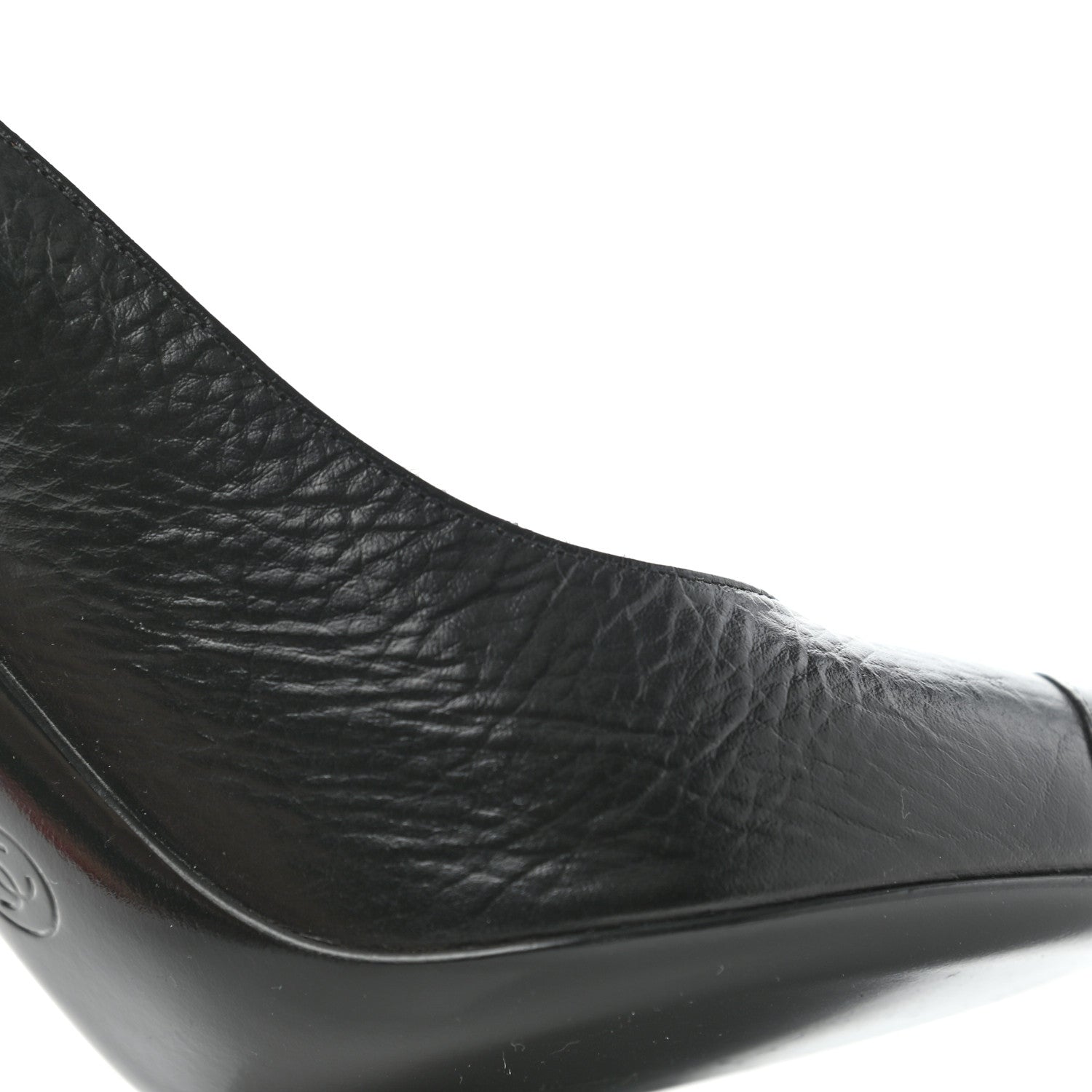 Chanel Crumpled Calfskin Cap Toe Pumps 37 Black 7 of 12