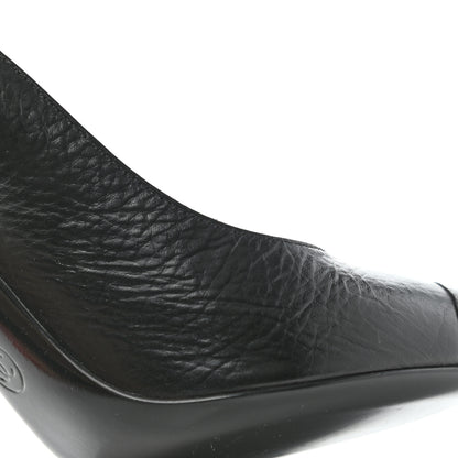 Chanel Crumpled Calfskin Cap Toe Pumps 37 Black 7 of 12
