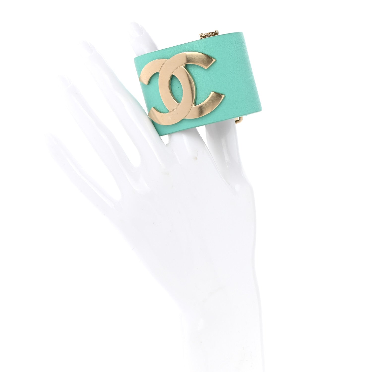 Chanel Calfskin CC Wide Cuff S Light Green 2 of 6