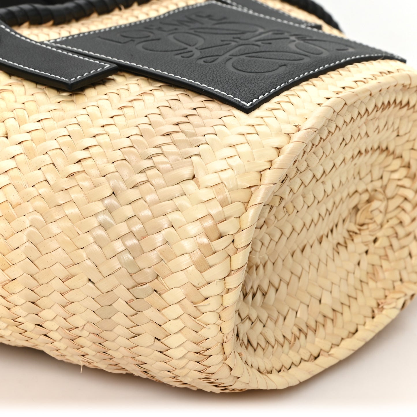 Raffia Small Basket Tote Bag Natural Black