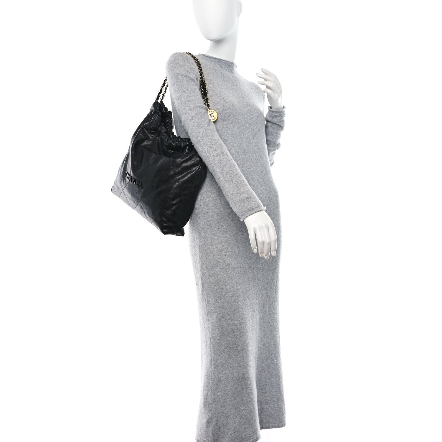 Chanel Shiny Caviar Quilted Monochrome 22 Black 2 of 10