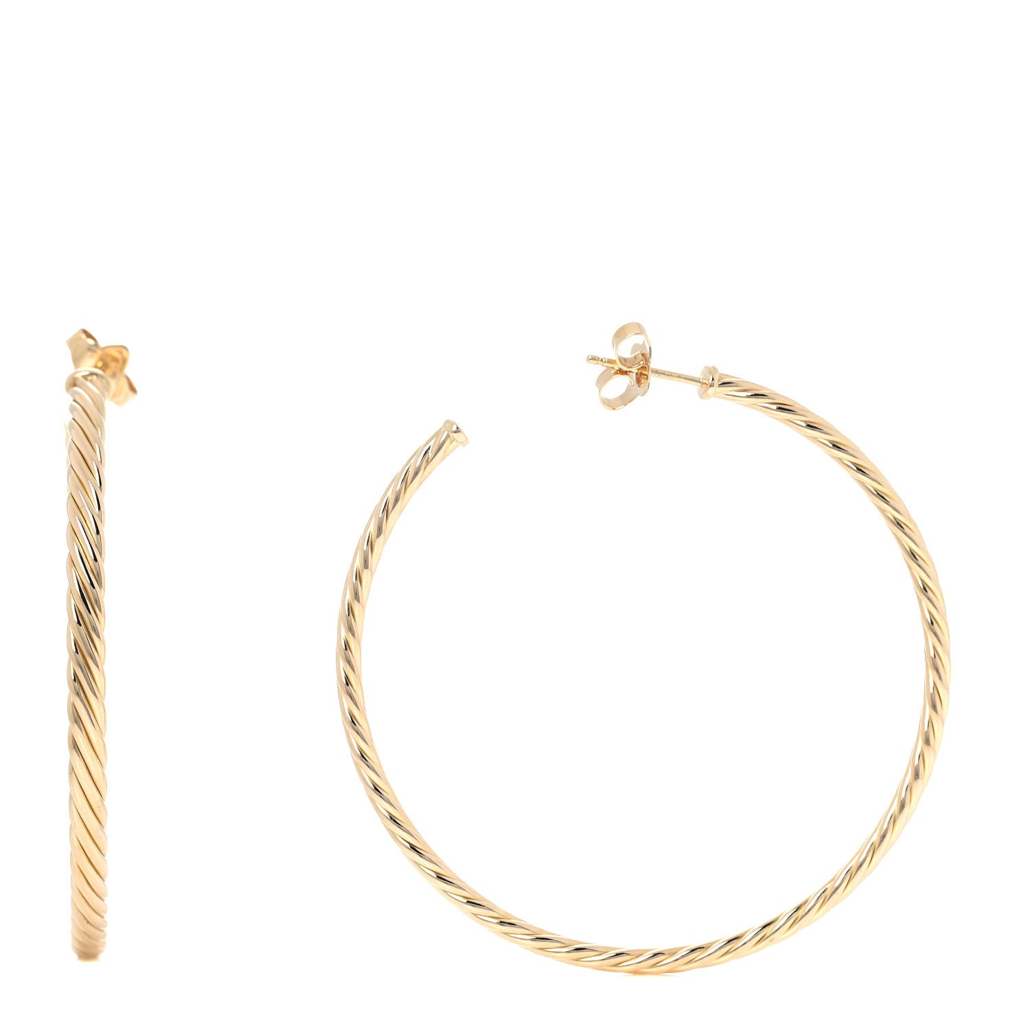 David Yurman 18K Yellow Gold Large Cablespira Hoop Earrings 1 of 5