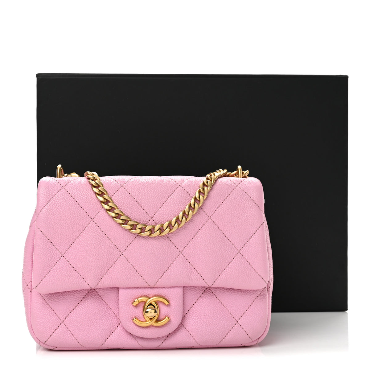 Caviar Quilted Mini Sweetheart Flap Lilac