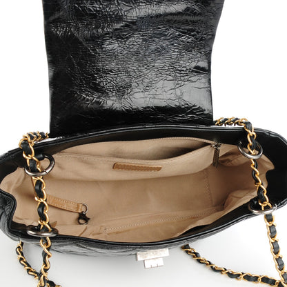 Chanel Glazed Crinkled Medium East West Flap Black 6 of 7