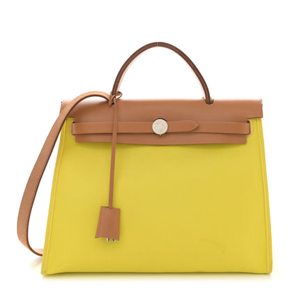 Hermes Toile Vache Hunter Herbag Zip 31 PM Soufre 1 of 18