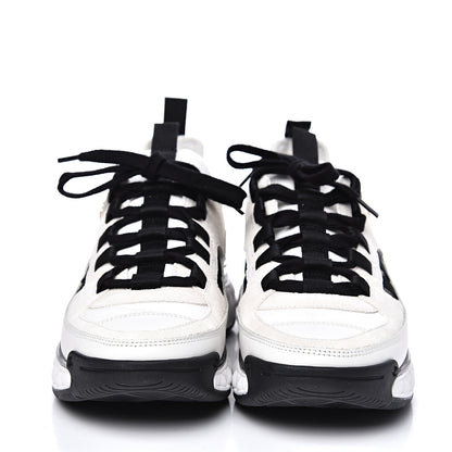 Chanel Fabric Calfskin Suede CC Sneakers 37.5 White Black 2 of 10