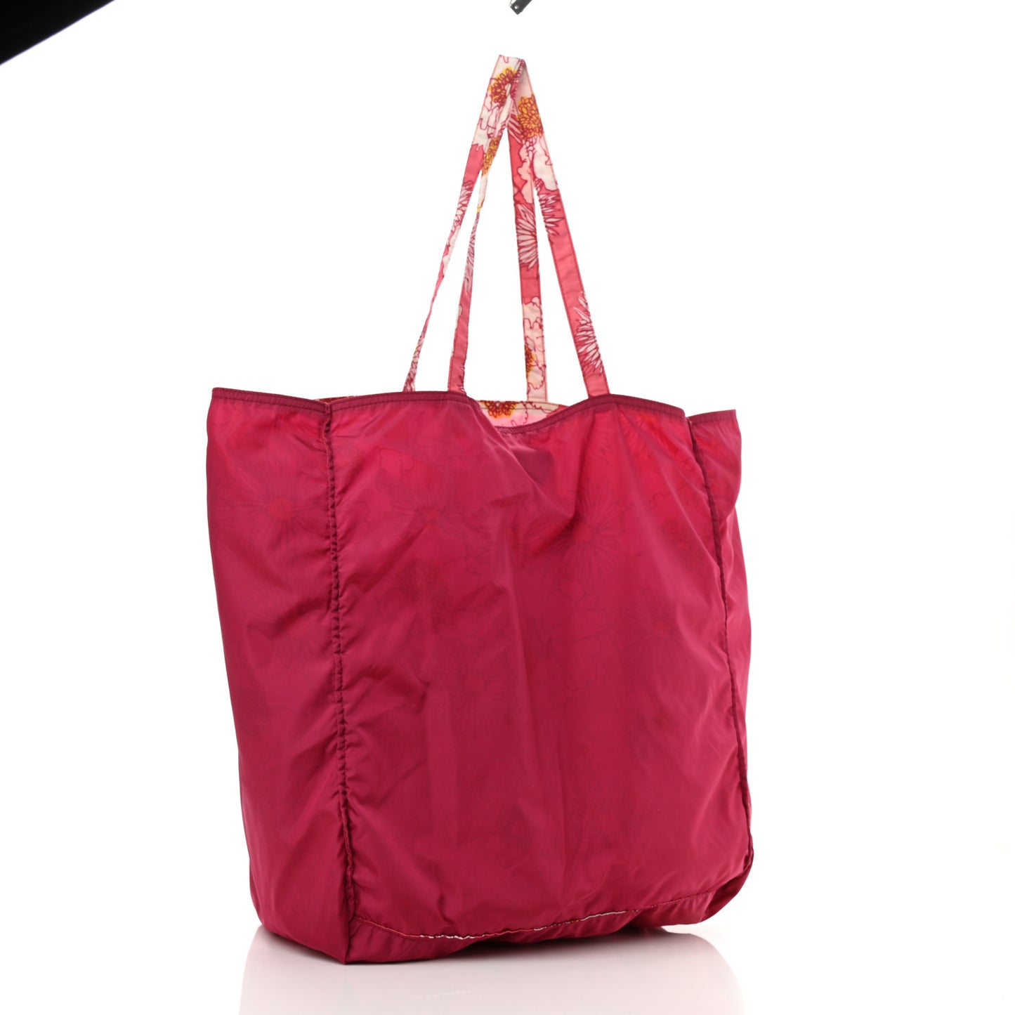 Tessuto Nylon Floral Print BYOBag Shopping Tote Fuxia