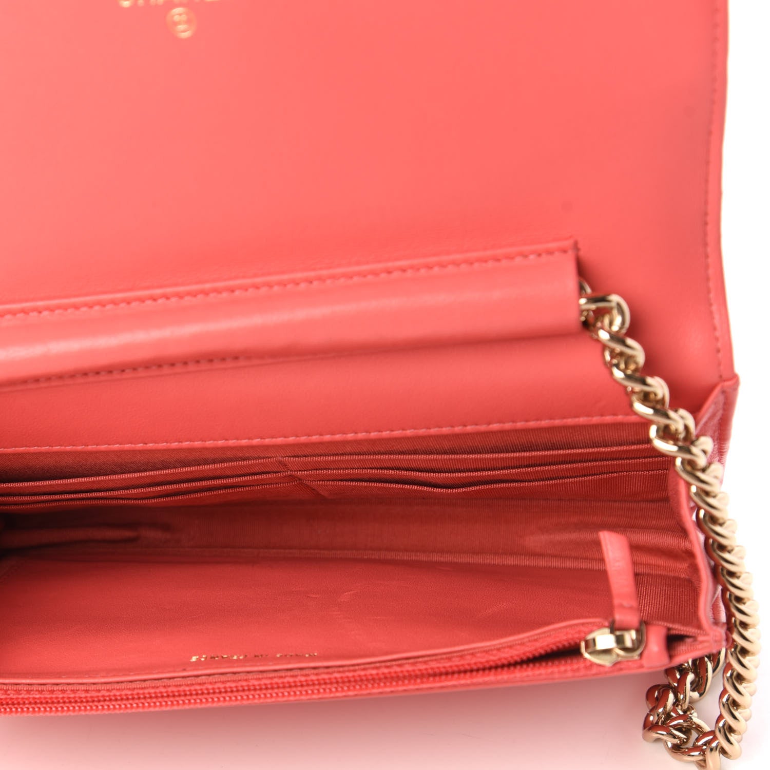 Chanel Calfskin Chevron Quilted Boy Wallet On Chain WOC Coral 5 of 12