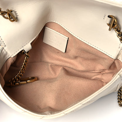 Gucci Calfskin Matelasse Super Mini GG Marmont Shoulder Bag White 5 of 13