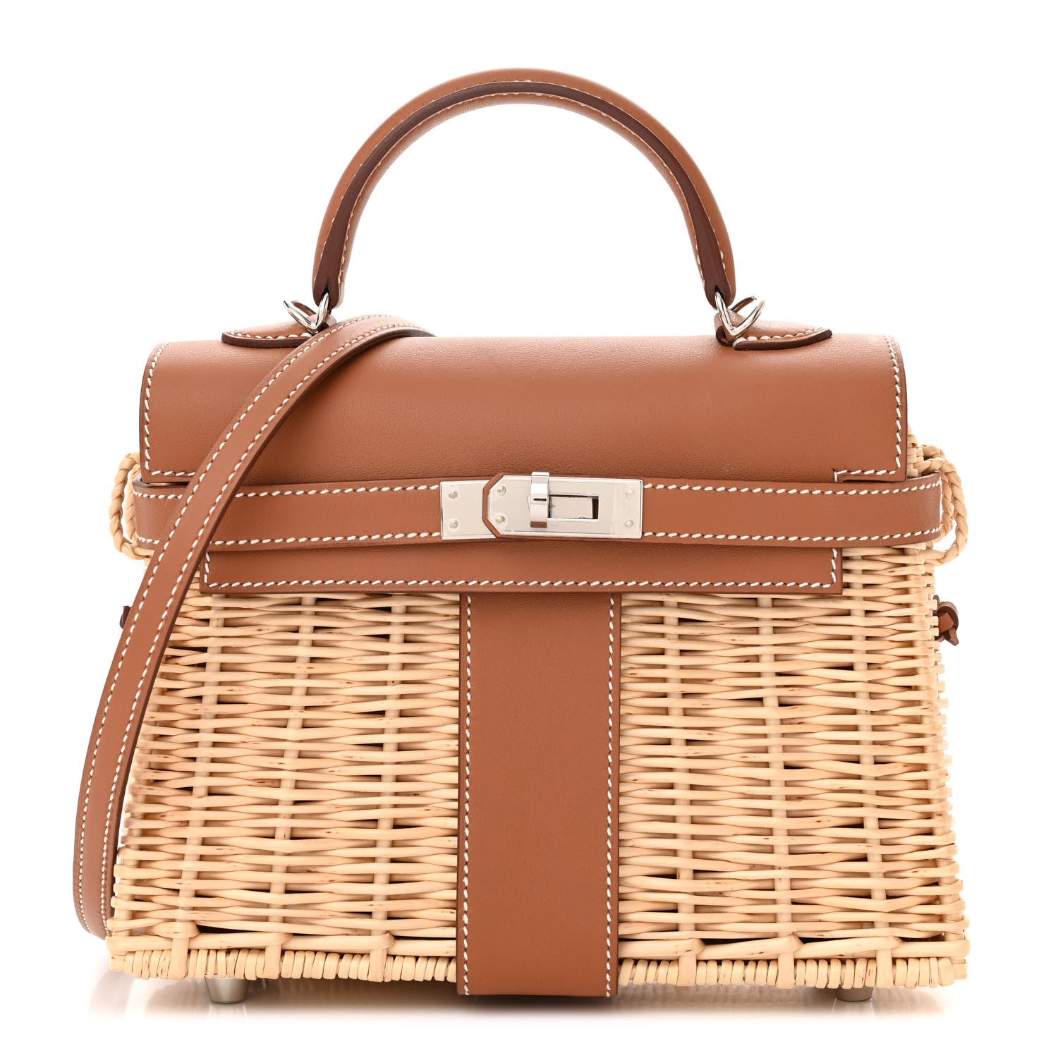 Hermes Wicker Swift Picnic Mini Kelly 20 Naturel Gold 1 of 12