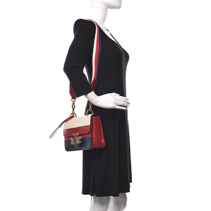 Gucci Calfskin Sylvie Web Queen Margaret Shoulder Bag Blue Agata Hibiscus Red Mystic White 2 of 12