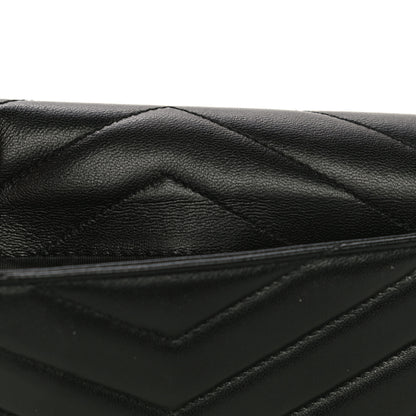 Saint Laurent Lambskin Y Quilted Monogram Large Loulou Flap Wallet Black 11 of 11