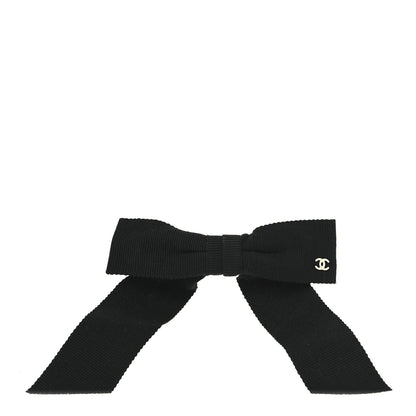 Chanel Grosgrain Bow CC Hair Clip Black 1 of 3