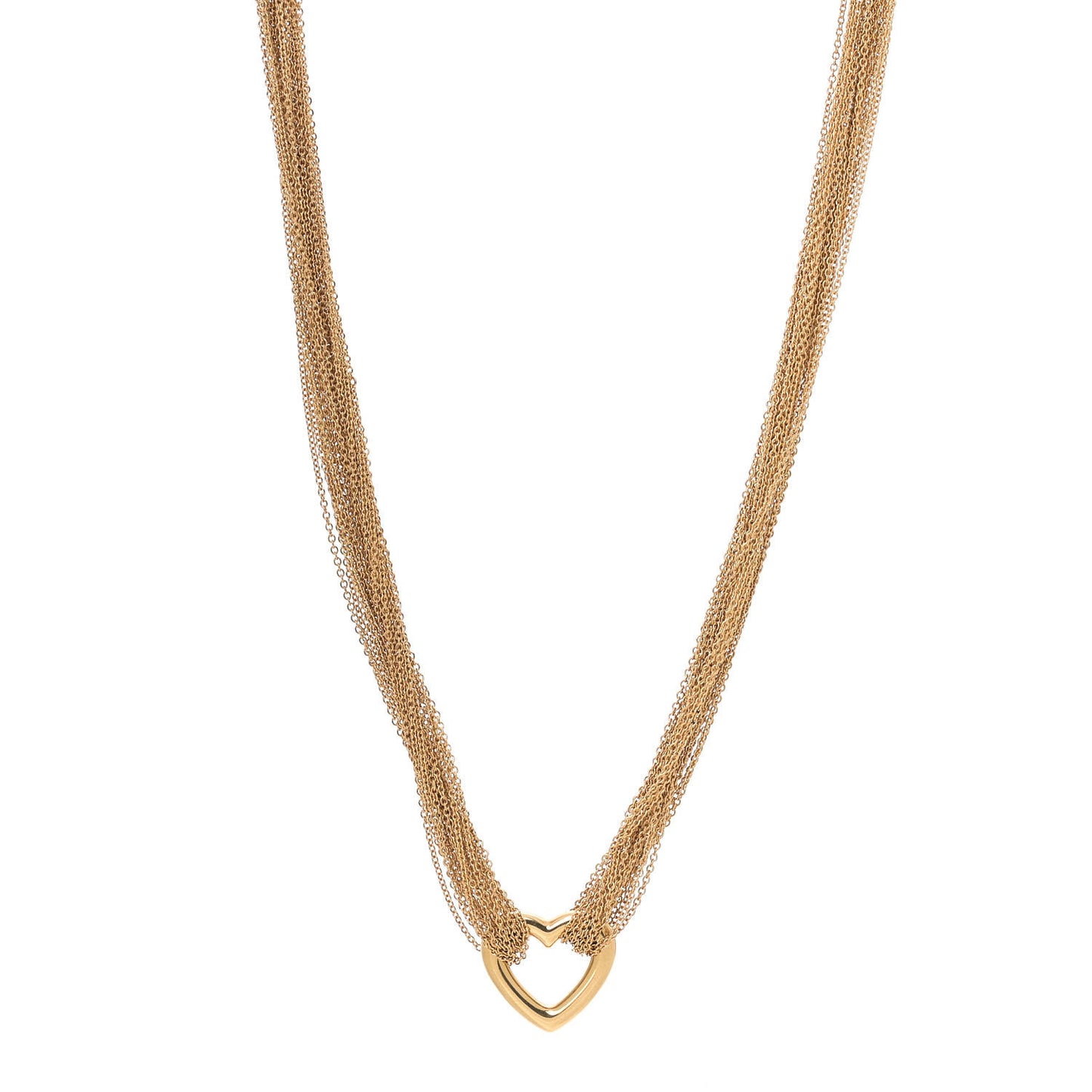 18K Yellow Gold Heart Mesh Toggle Necklace